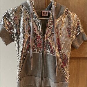 Juicy Couture Gray Sequin Hoodie